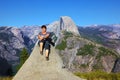 The woman has a rest at top of mountain Royalty Free Stock Photo