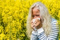 Woman has to sneeze because her allergy