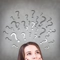 Woman has too many questions Royalty Free Stock Photo