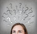 Woman has too many questions Royalty Free Stock Photo