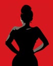 attractive woman female black model background poster fashion vintage glamour red portrait. Generative AI.