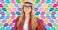 Woman in hat with colorful geometric pattern Royalty Free Stock Photo