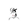 woman in hat logo fashion illustration vector design