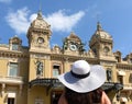 Woman in a hat near the Monte Carlo Casino in Monaco Royalty Free Stock Photo