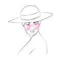 Woman in hat and pink glasses
