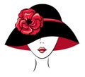 Woman in a Hat with Poppy Flower Royalty Free Stock Photo