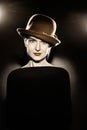 Woman in hat retro vintage portrait Royalty Free Stock Photo