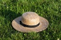 Woman hat stay on the grass