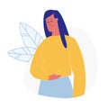 Woman Having Abdominal Pain Flat Illustration