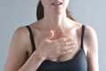 Woman having acute pain in a her chest