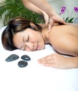 Woman having a back massage therapy Royalty Free Stock Photo
