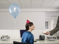 Woman Having Birthday Party In Office Royalty Free Stock Photo