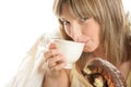 Woman having breakfast Royalty Free Stock Photo