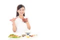 Woman having breakfast Royalty Free Stock Photo