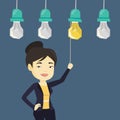 Woman having business idea vector illustration.