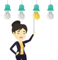 Woman having business idea vector illustration.