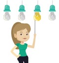 Woman having business idea vector illustration. Royalty Free Stock Photo