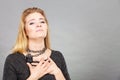 Woman having chain around neck Royalty Free Stock Photo