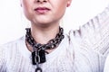 Woman having chain with padlock on neck Royalty Free Stock Photo