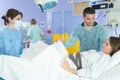 woman having contraction giving birth in hospital Royalty Free Stock Photo