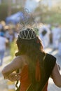 Woman having a crown on her head during festival, Ecuador