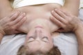 Woman having deep tisue shoulder massage Royalty Free Stock Photo