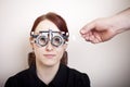 Woman having eye exam Royalty Free Stock Photo