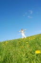 Woman having fun on spring mea