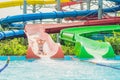 Woman is having fun in the water park Royalty Free Stock Photo