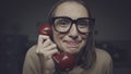 Woman having a funny phone call Royalty Free Stock Photo