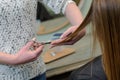 Woman having hair cut at hairdressers Royalty Free Stock Photo