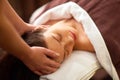 Woman having head massage at spa Royalty Free Stock Photo