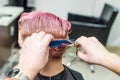 Woman having her haircut in salon Royalty Free Stock Photo