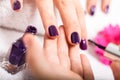 Woman having a nail manicure in a beauty salon Royalty Free Stock Photo