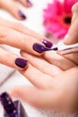 Woman having a nail manicure in a beauty salon Royalty Free Stock Photo