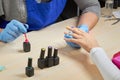 Woman having nail manicure in beauty salon. Royalty Free Stock Photo