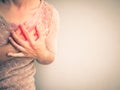 Woman having a pain in the heart attact. Royalty Free Stock Photo