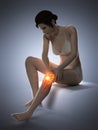 A woman having a painful knee