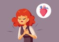 Woman Having Palpitations Suffering from Heart Disease Vector Illustration