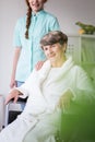 Woman having private home care Royalty Free Stock Photo