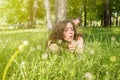 Woman having rest on meadow Royalty Free Stock Photo