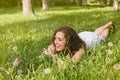 Woman having rest on meadow Royalty Free Stock Photo