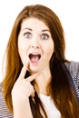 Woman having shocked amazed face expression Royalty Free Stock Photo