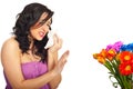 Woman having spring flowers allergy Royalty Free Stock Photo