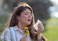 Woman having symptoms of spring pollen allergy Royalty Free Stock Photo