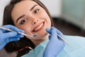 Woman having teeth examined at dentists Royalty Free Stock Photo