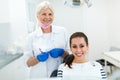 Dentist and patient in dentist office