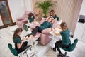 Woman having various beauty procedures in modern salon. Royalty Free Stock Photo