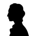 Woman Head Black and White Vector Silhouette. Beautiful Girl Fashionable Haircut style. Simple Elegant Woman Silhouette Royalty Free Stock Photo