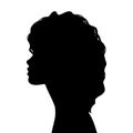 Woman Head Black and White Vector Silhouette. Beautiful Girl Fashionable Haircut style. Simple Elegant Woman Silhouette Royalty Free Stock Photo